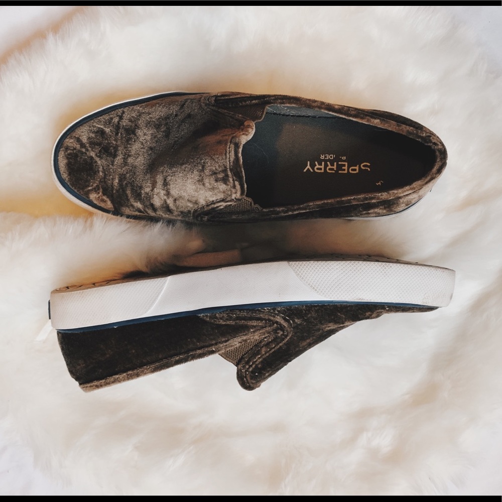 Sperry Brown Velvet Slide Ons